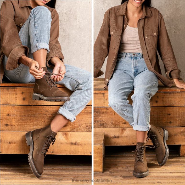 Thursday Boots Kapitän Frauen DLHT354 Schuhe tan matt