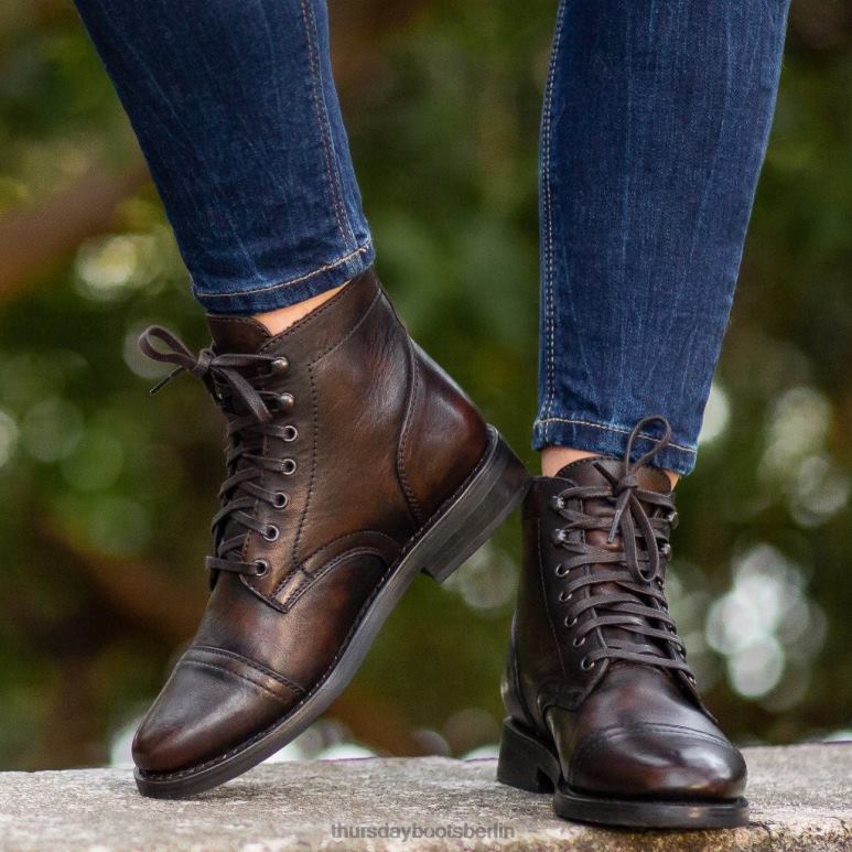 Thursday Boots Kapitän Frauen DLHT355 Schuhe schwarzer Kaffee