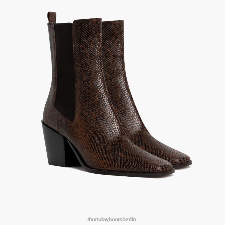 Thursday Boots Soho Frauen DLHT426 Schuhe Schokoladenschlangenmuster