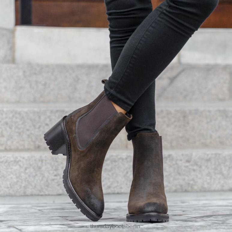 Thursday Boots ausschlagen Frauen DLHT343 Schuhe dunkles olivfarbenes Wildleder