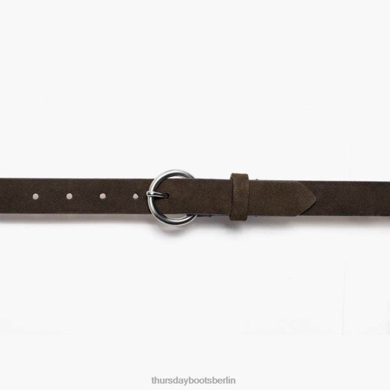 Thursday Boots Kreisförmiger Ledergürtel Frauen DLHT466 Zubehör dunkles olivfarbenes Wildleder