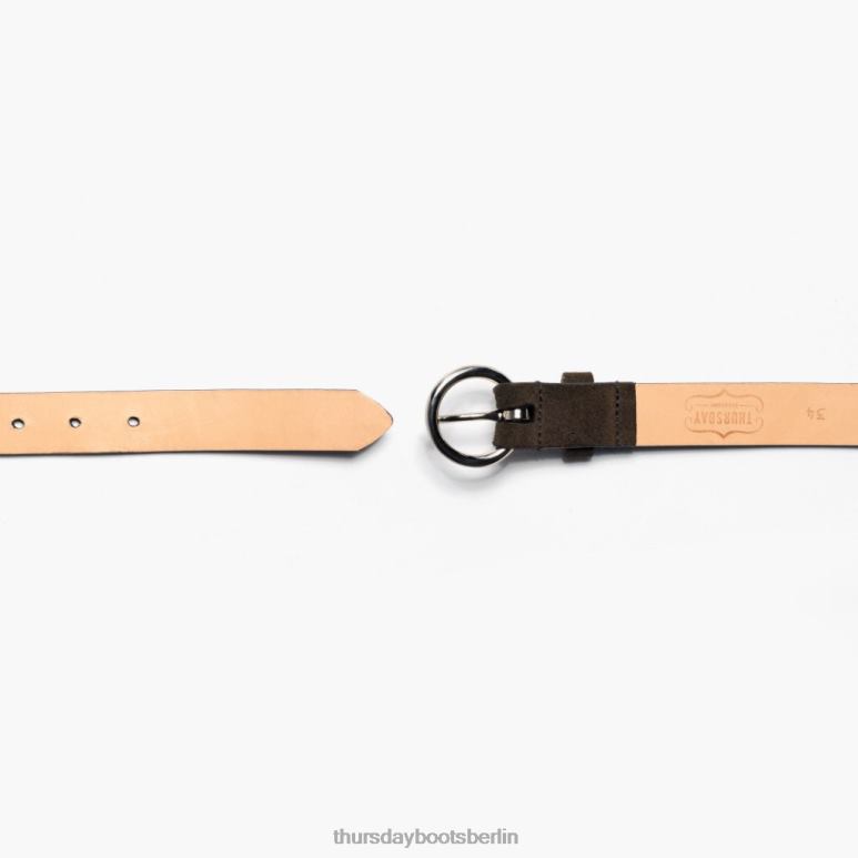 Thursday Boots Kreisförmiger Ledergürtel Frauen DLHT466 Zubehör dunkles olivfarbenes Wildleder