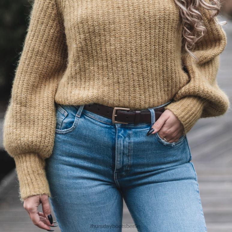 Thursday Boots klassischer Ledergürtel Frauen DLHT469 Zubehör braun