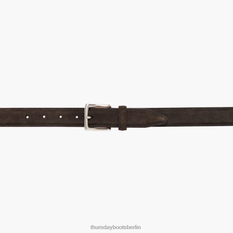 Thursday Boots klassischer Ledergürtel Frauen DLHT470 Zubehör dunkles olivfarbenes Wildleder