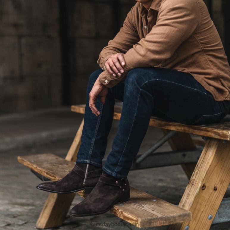 Thursday Boots Geschirr Männer DLHT91 Schuhe dunkelbraunes Wildleder