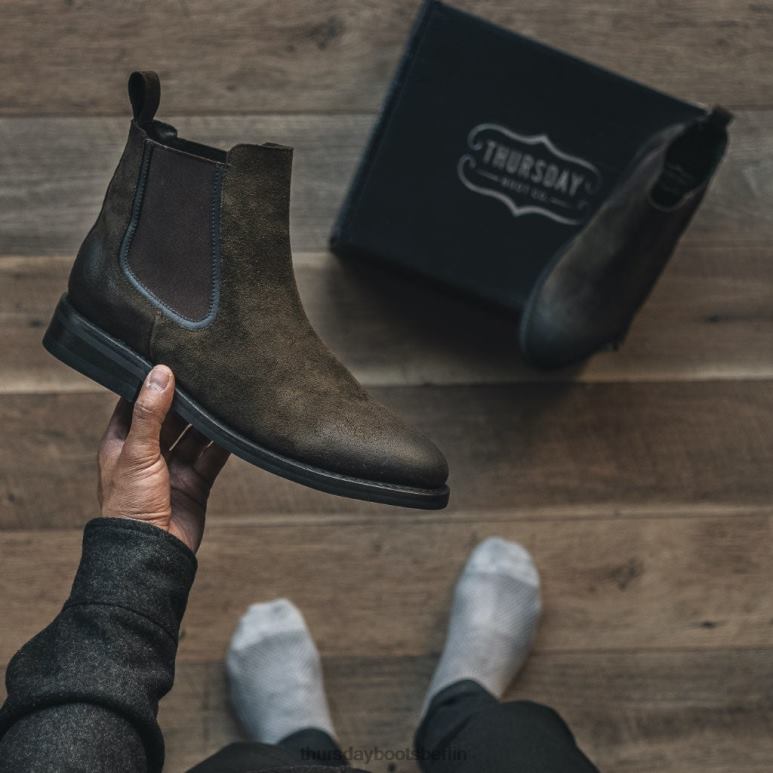 Thursday Boots Herzog Männer DLHT75 Schuhe dunkles olivfarbenes Wildleder