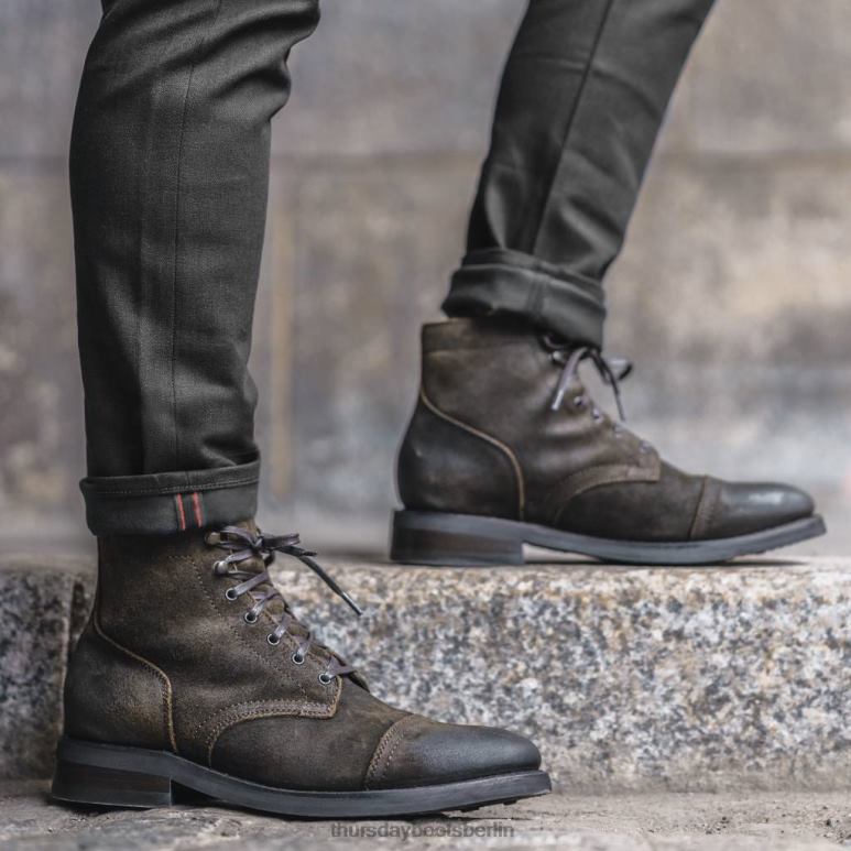 Thursday Boots Kapitän Männer DLHT16 Schuhe dunkles olivfarbenes Wildleder