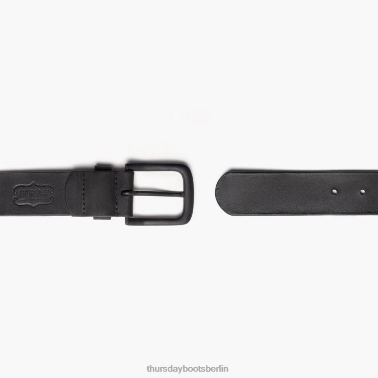Thursday Boots Heritage-Ledergürtel Männer DLHT176 Zubehör schwarz matt