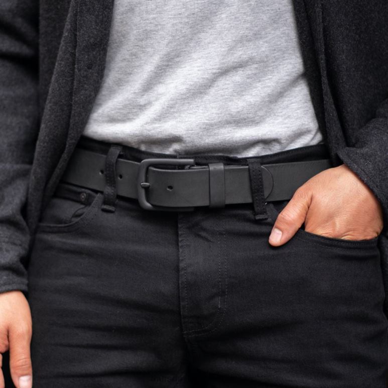 Thursday Boots Heritage-Ledergürtel Männer DLHT176 Zubehör schwarz matt