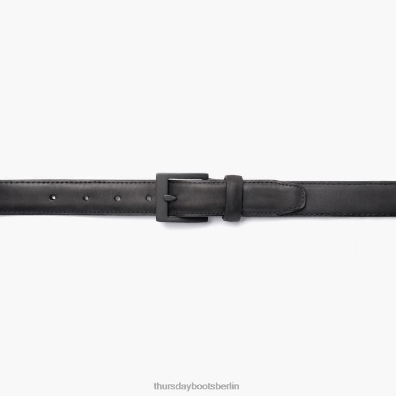 Thursday Boots klassischer Ledergürtel Männer DLHT161 Zubehör schwarz matt