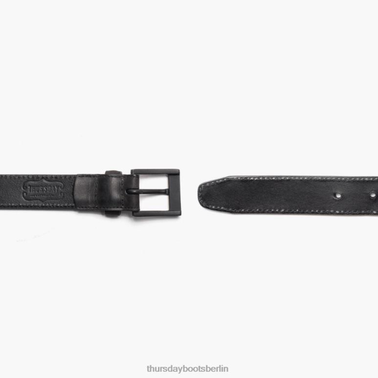 Thursday Boots klassischer Ledergürtel Männer DLHT161 Zubehör schwarz matt