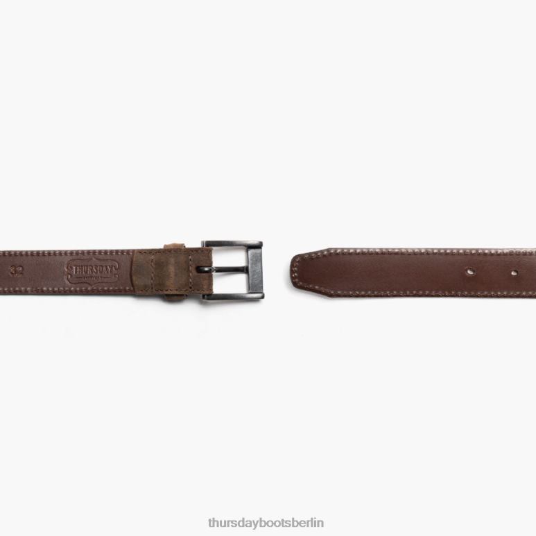 Thursday Boots klassischer Ledergürtel Männer DLHT175 Zubehör Mokka