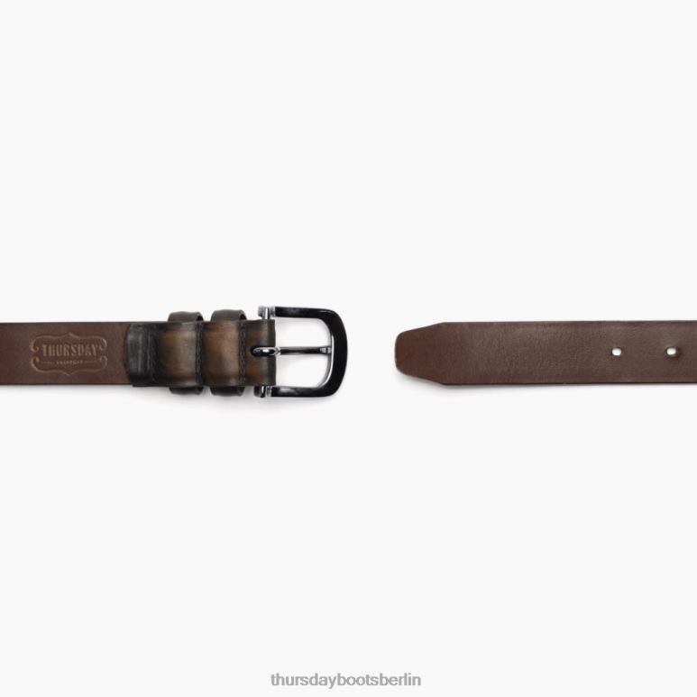 Thursday Boots raffinierter Ledergürtel Männer DLHT264 Zubehör schwarzer Kaffee