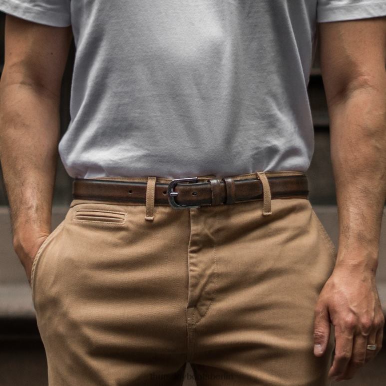 Thursday Boots raffinierter Ledergürtel Männer DLHT264 Zubehör schwarzer Kaffee