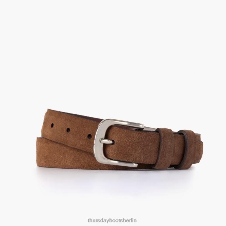 Thursday Boots raffinierter Ledergürtel Männer DLHT265 Zubehör cognacfarbenes Wildleder