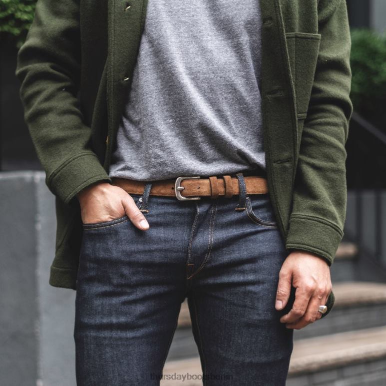 Thursday Boots raffinierter Ledergürtel Männer DLHT265 Zubehör cognacfarbenes Wildleder